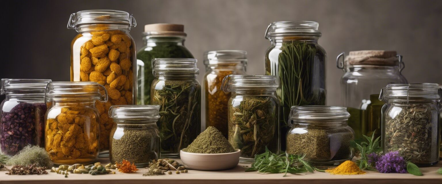 Herbal supplements in jars